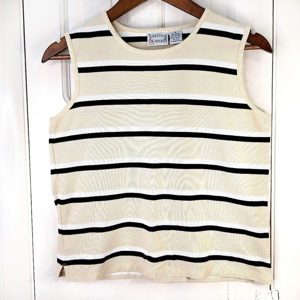 Hasting & Smith Striped Knit Sleeveless Tank Top Sz M - Picture 2 of 10